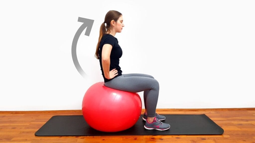 Nagib medenice na švicarski žogi korak 2